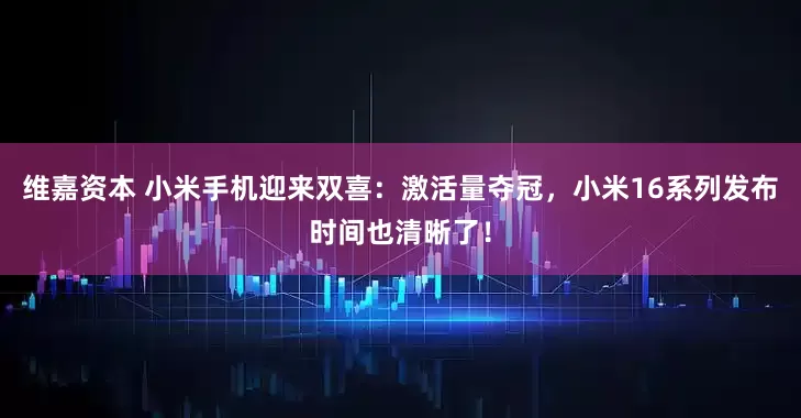 维嘉资本 小米手机迎来双喜：激活量夺冠，小米16系列发布时间也清晰了！