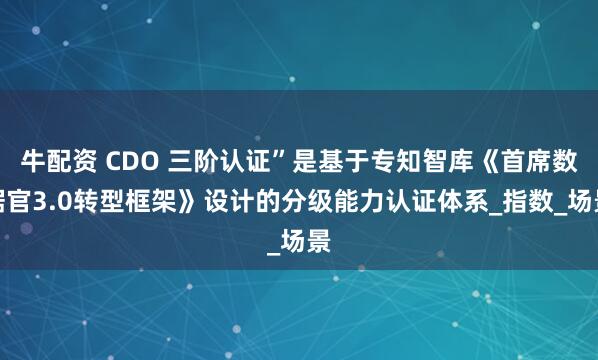 牛配资 CDO 三阶认证”是基于专知智库《首席数据官3.0转型框架》设计的分级能力认证体系_指数_场景