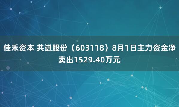 佳禾资本 共进股份（603118）8月1日主力资金净卖出1529.40万元