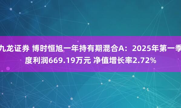 九龙证券 博时恒旭一年持有期混合A：2025年第一季度利润669.19万元 净值增长率2.72%
